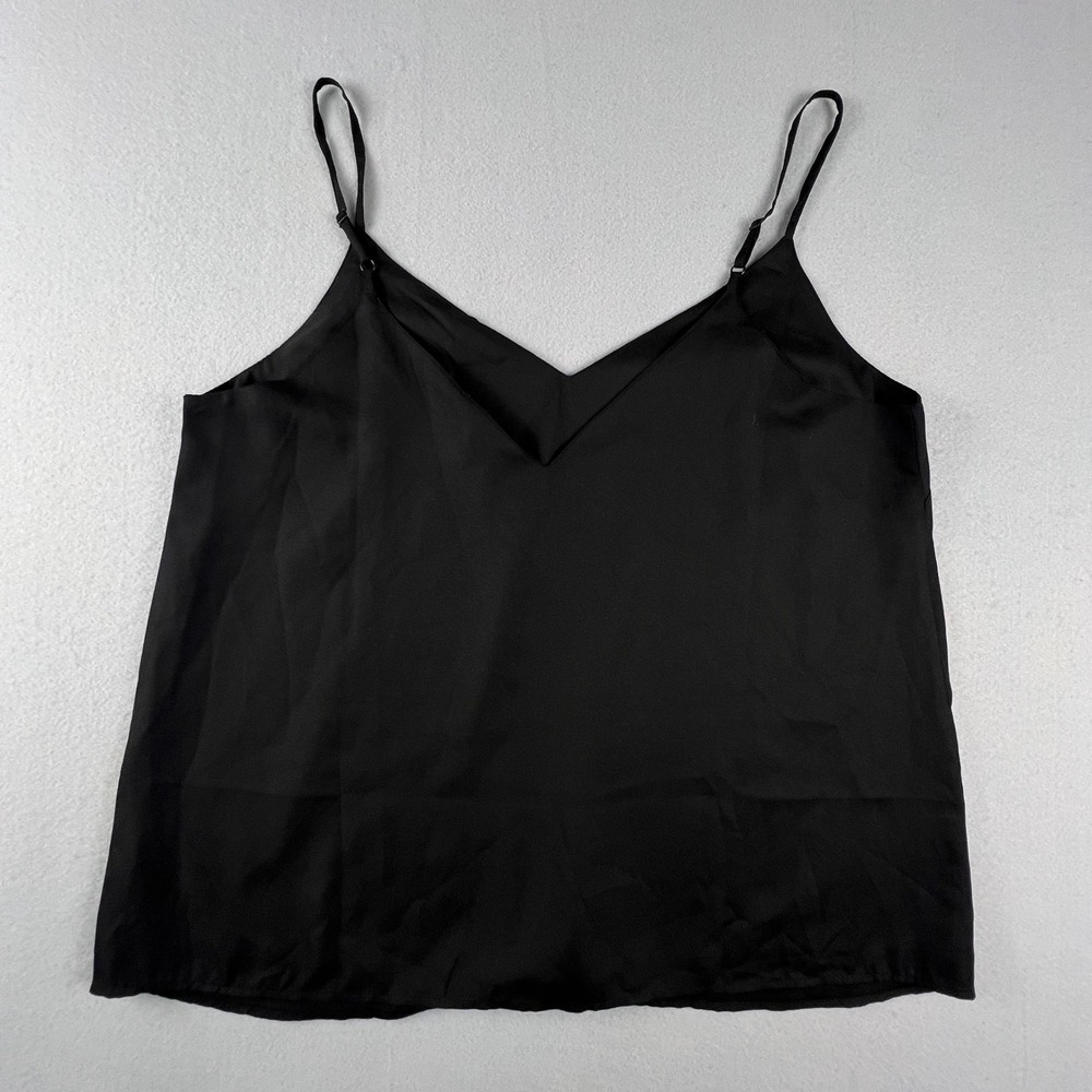 ASOS Camisole Top Womens Size 12 Black V-Neck Adjustable Strap Satin Minimalist